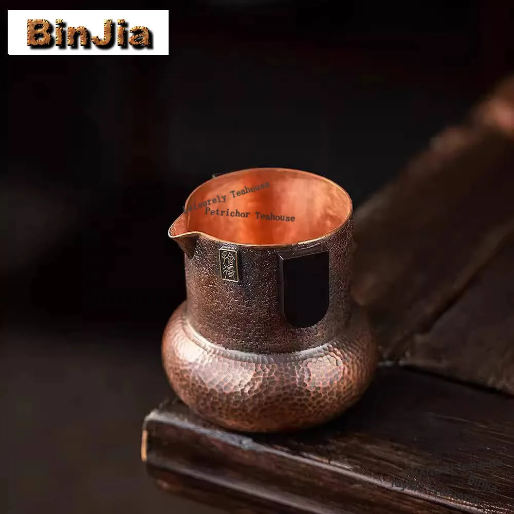 330ml Handmade Hammer Pattern Tea Pitcher Japanese Red Copper Heat-resistant Cha Hai Justice Cup Cofee Divider Tea Set Supplies
