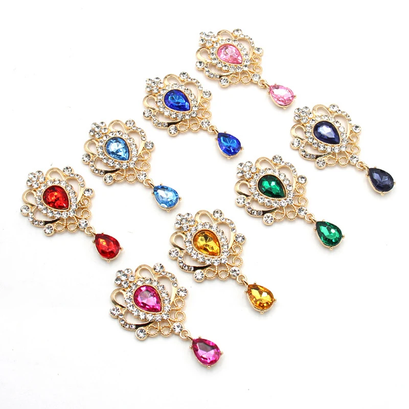 32*60MM Drop Shape Acrylic Pendant For Needlework Rhinestone Button Headwear Apparel Jewelry Accessories Diy Flat Brooch