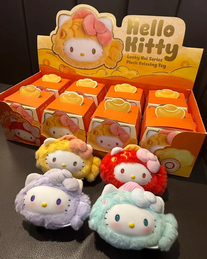 Genuíno olá kitty sorte koi peixe encontro caixa cega moda saco pingente kawaii anime figuras modelo coletar ornamentos presentes