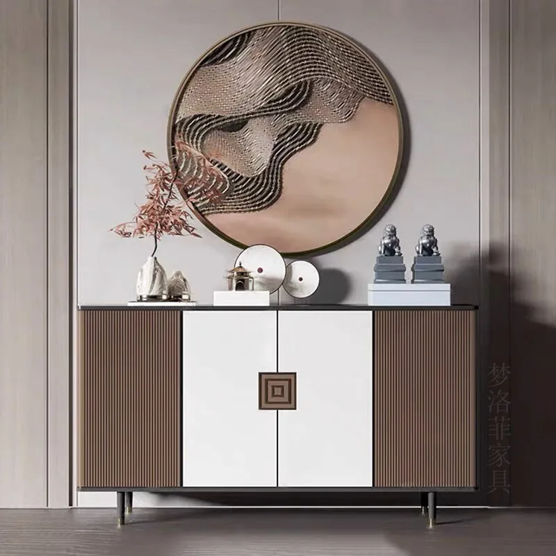 DSA new Chinese-style entrance cabinet solid wood shoe cabinet simple dining side light luxury hotel model room minimalist club