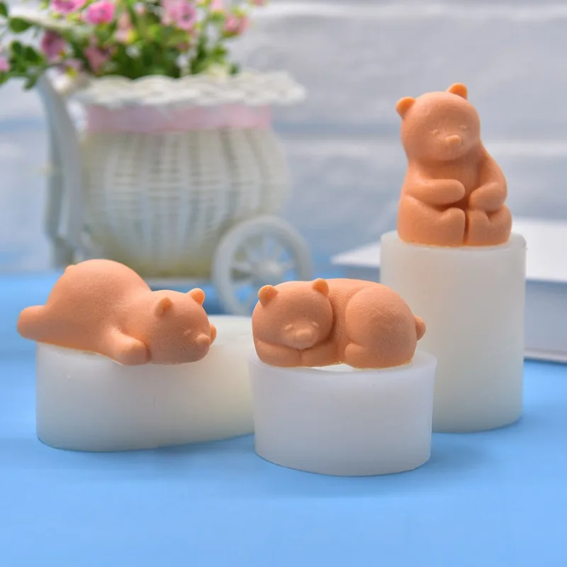 

Симпатичная силиконовая форма для свечи белого медведя, маленький медвежонок ручной работы, цементная гипсовая форма для мыла, сделай сам, инструмент для выпечки шоколадного ледяного торта