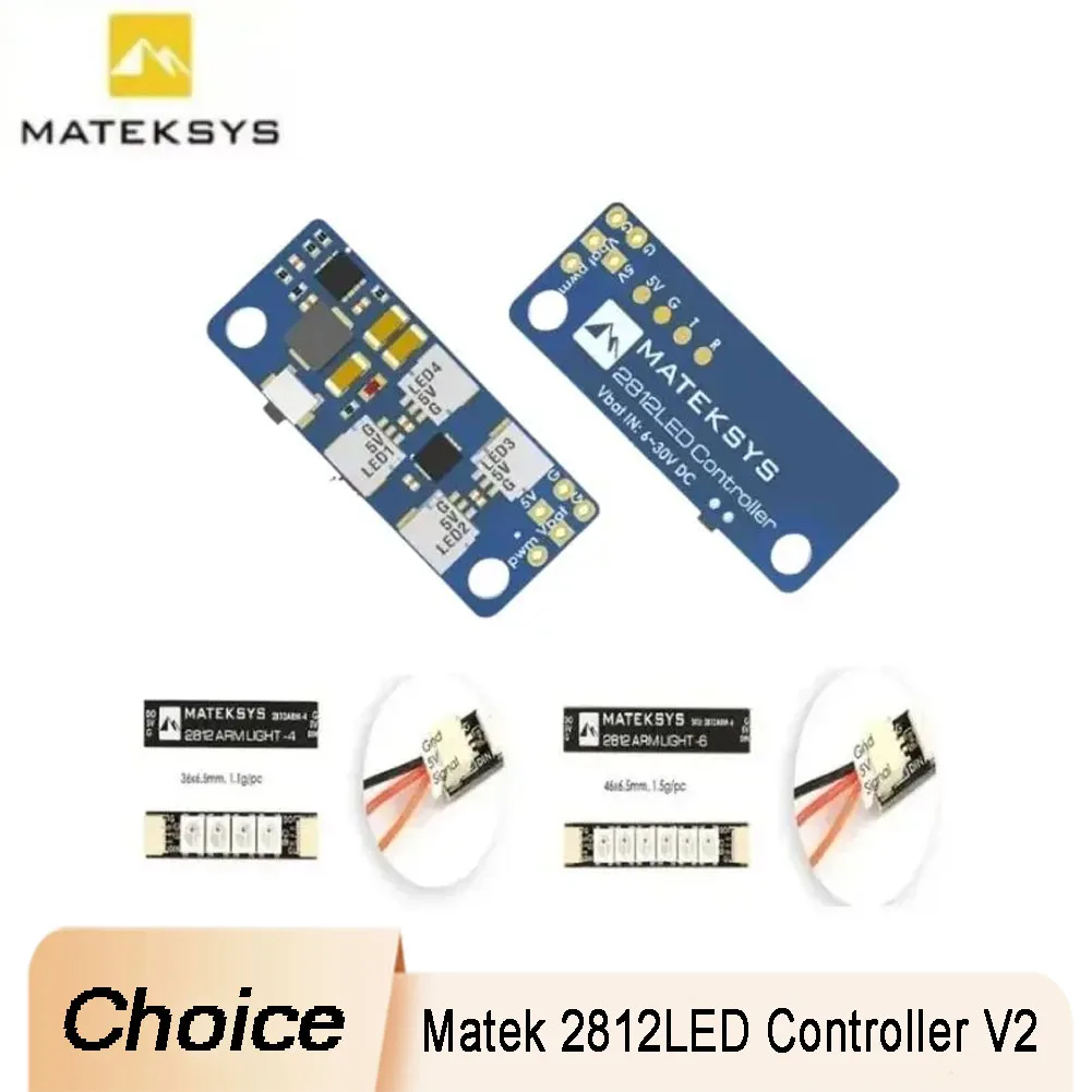 

Matek System 2812LED Controller V2 LED Control Module 2-6S w/ 5V BEC / 2812LED Controller V2& 2812ARM-4 Light 2812ARM-6 Light