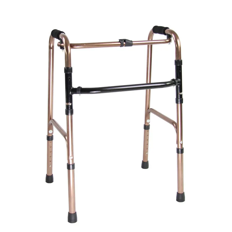 Walker Lightweight Foldable Crutch Four Feet Rehabilitation Training Equipment Aluminum Alloy Nonslip Foot Pad Height Adjustable