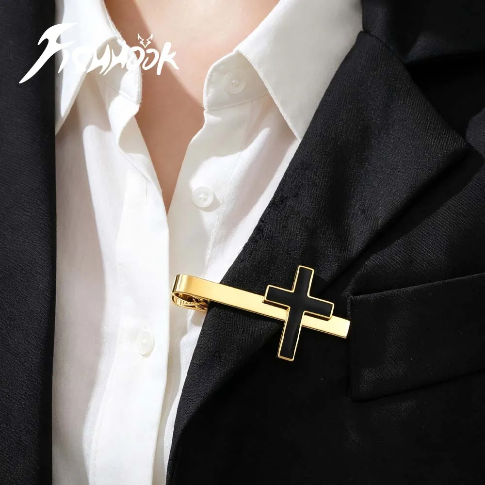 Supernatural Cross Necktie Tie Clips Pin for Men Woman Couple Stickpin Gift Gold Color Stainless Steel Metal Jewelry