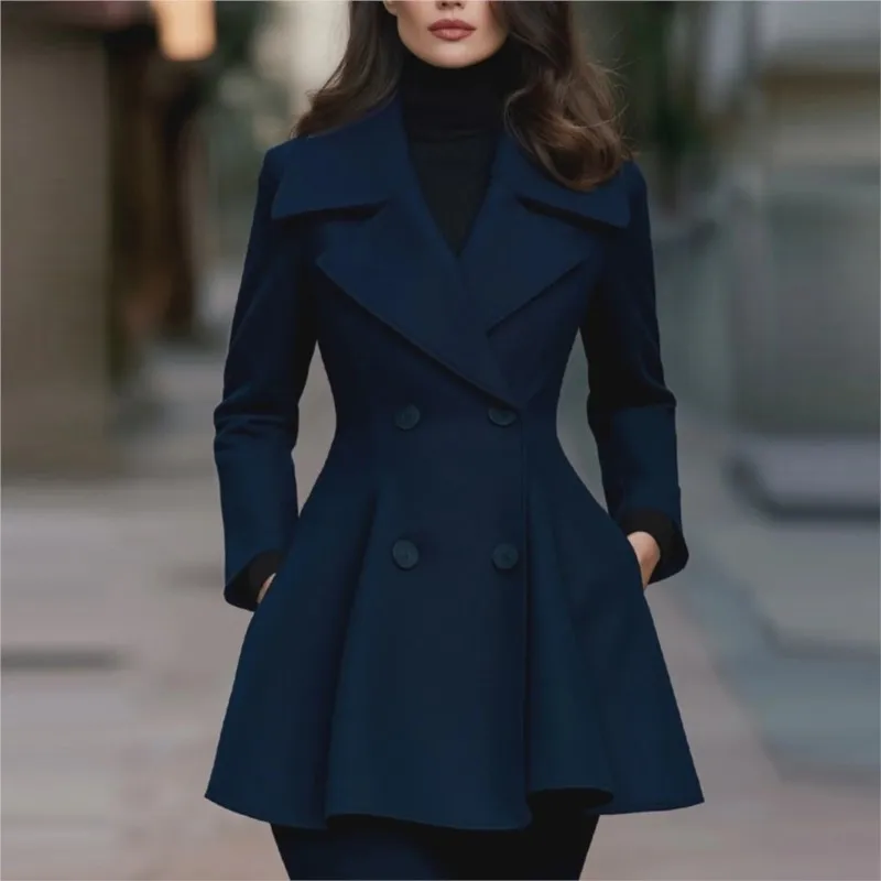 Fashion Women's Coat Slim Jacket 2026 Autumn Winter Tweed Trench Coat Long-Sleeved Top Outerwear Office Lady Coat Casual Wear
