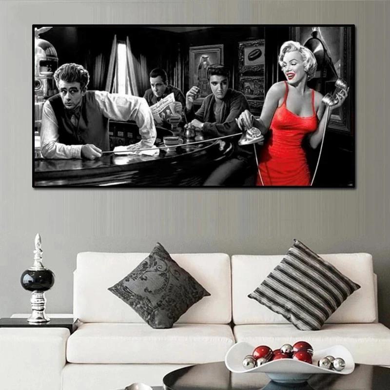جيمس دين مارلين مونرو الفيس بريسلي شخصية أسطورية قماش اللوحة المشارك ديكور المنزل الداخلي جدارية (بدون إطار)