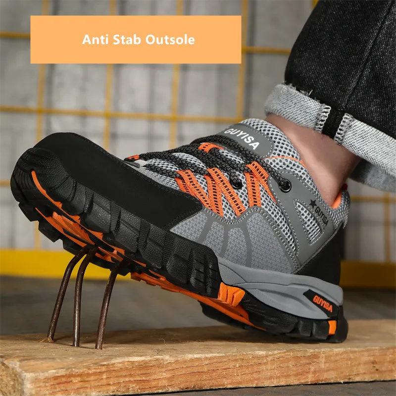 Work safety sneakers work man safety shoesWork shoes with steel toe anti puncture s anti-slip boots indestructible shoes for men