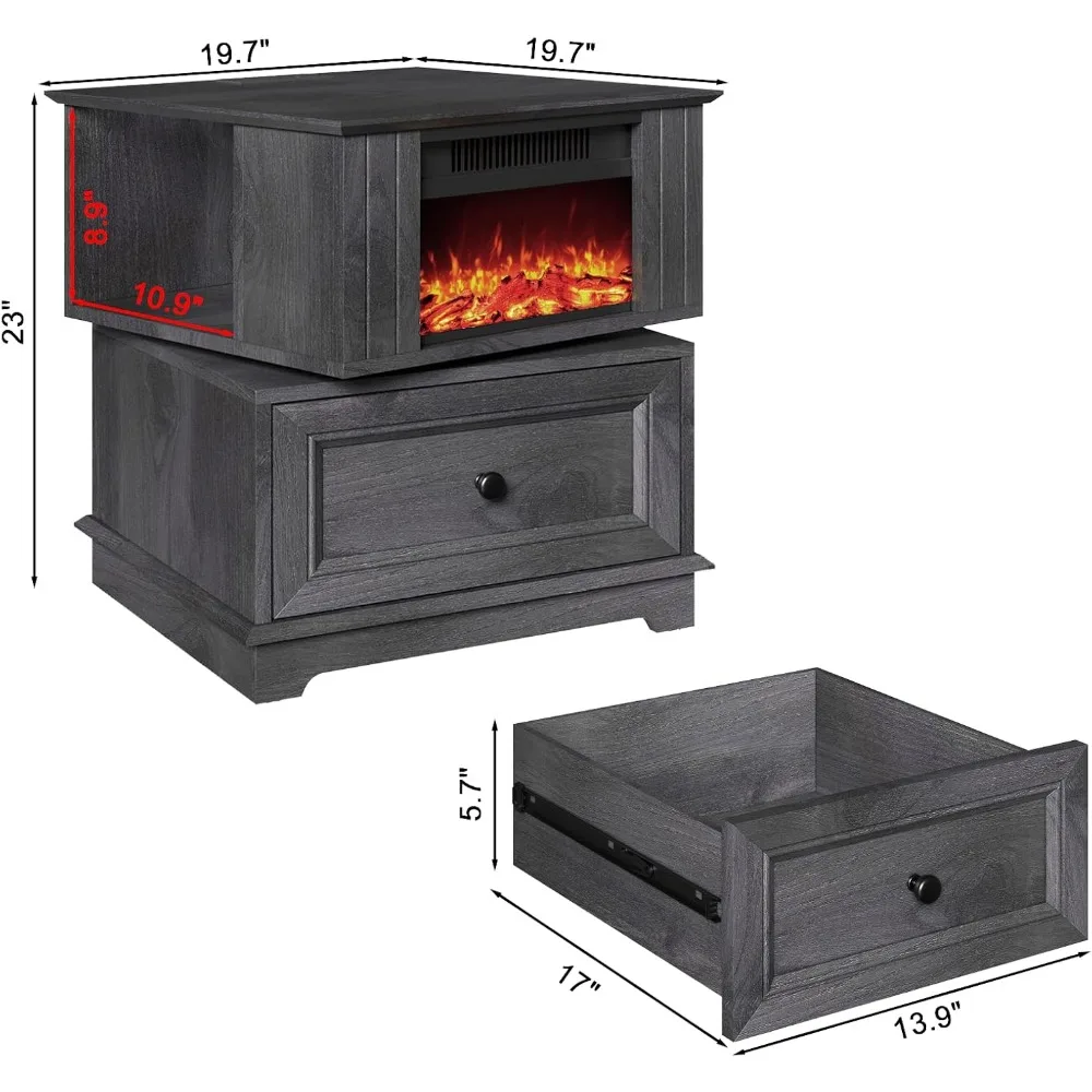 Calentador de chimenea eléctrico giratorio, calentador de estufa eléctrico interior de 1400W, estufa de chimenea de 4800BTU, efecto de llama 3D