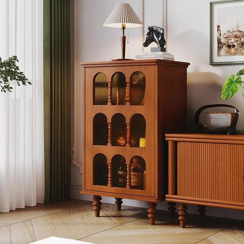 Medieval retro solid wood, side cFrench entrance cabinet, display , tea cabinet, locker