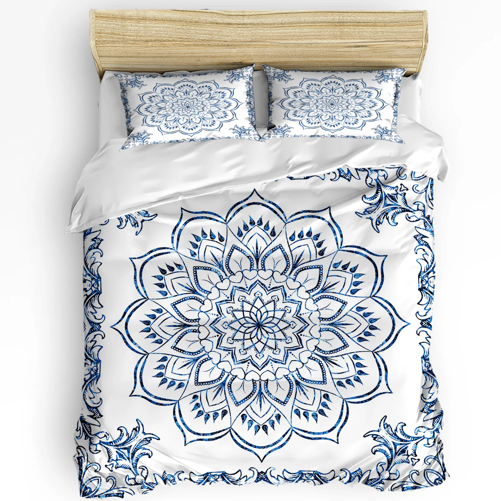 

Mandala Retro Blue Bohemian Duvet Cover with Pillow Case Custom Comforter 3pcs Bedding Set Quilt Cover Double Bed Home Textile