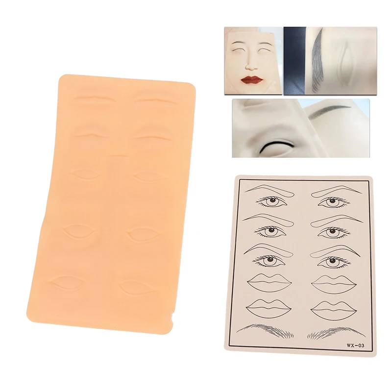 

3D Silicone Permanent Makeup Tattoo Training Practice Fake Skin Blank Eye Lips Face For Microblading Tattoo Machine