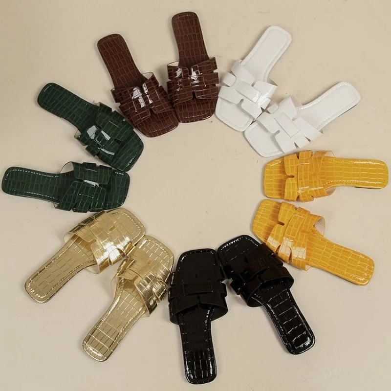 

Women's Solid Color Slipper Sandals | 2026 Summer Casual Open-toe Flat Shoes Non-slip Versatile Comfortable Beach Footwear