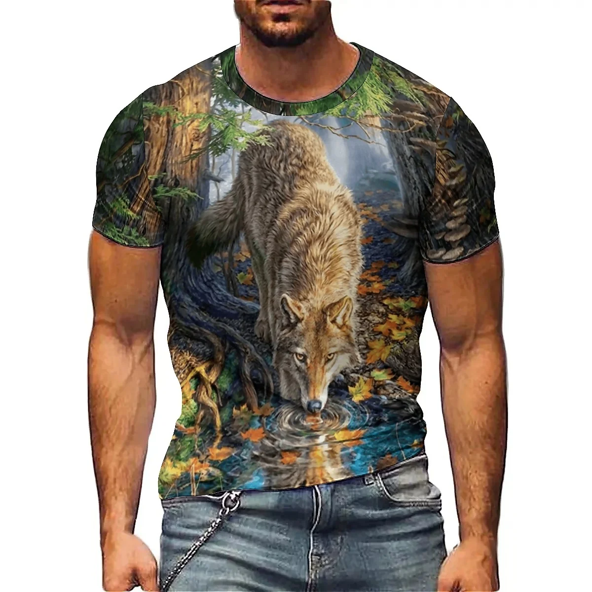 Horror Element Men's 3D Printed Short-Sleeve T-Shirt - 3D Full-Body Print, Smooth Fabric Top