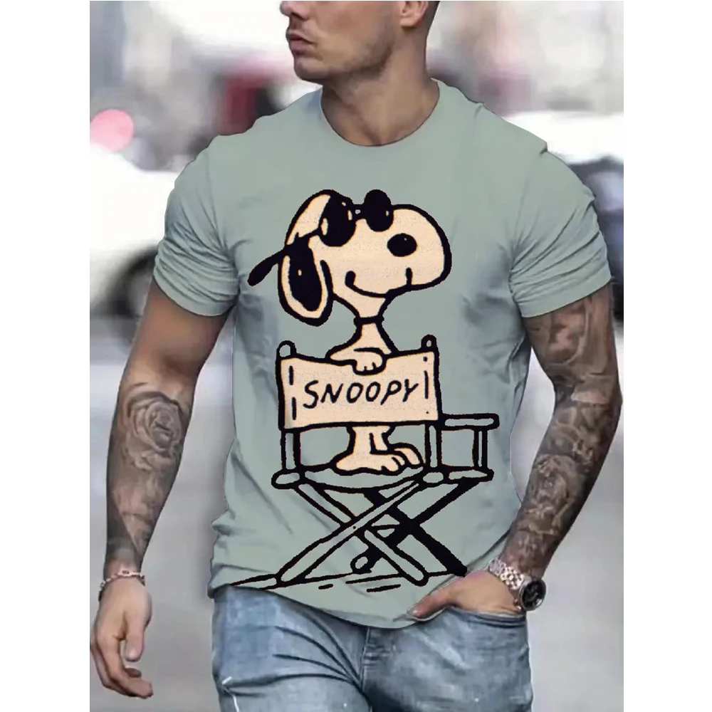 T-shirt Vintage da uomo personalità americana Snoopy print magliette da donna a maniche corte Casual Plus Size abbigliamento uomo top bambini