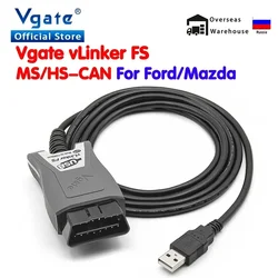 Vgate vLinker elasticity ELM327 pour Ford FORScan HS MS LilELM 327 OBD 2 OBD2, outils petde EAU de diagnostic de voiture OBDII pour Mazda