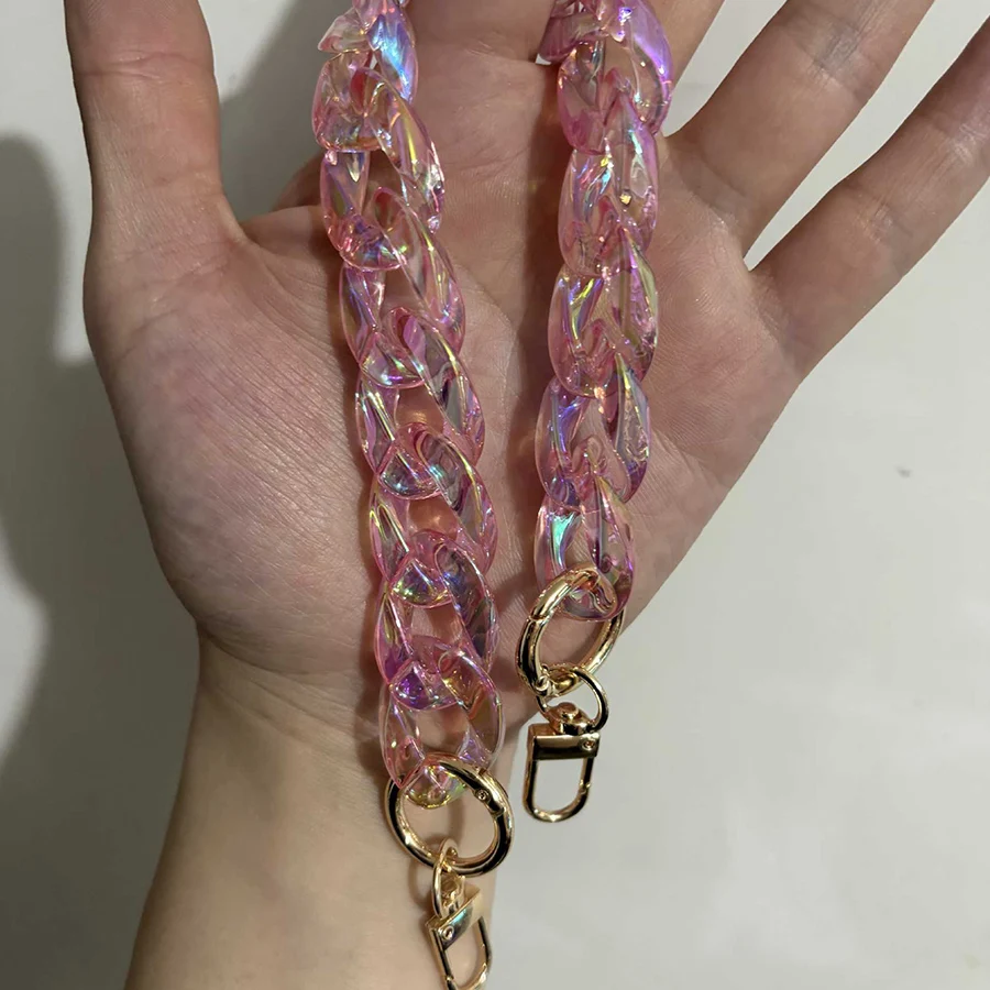 DIY Chunky Acrylic Chains Strap For Handbag Shoulder Bag Colorful Clear Big Resin Chain For Jewelry AB Colorful Bag Accessories
