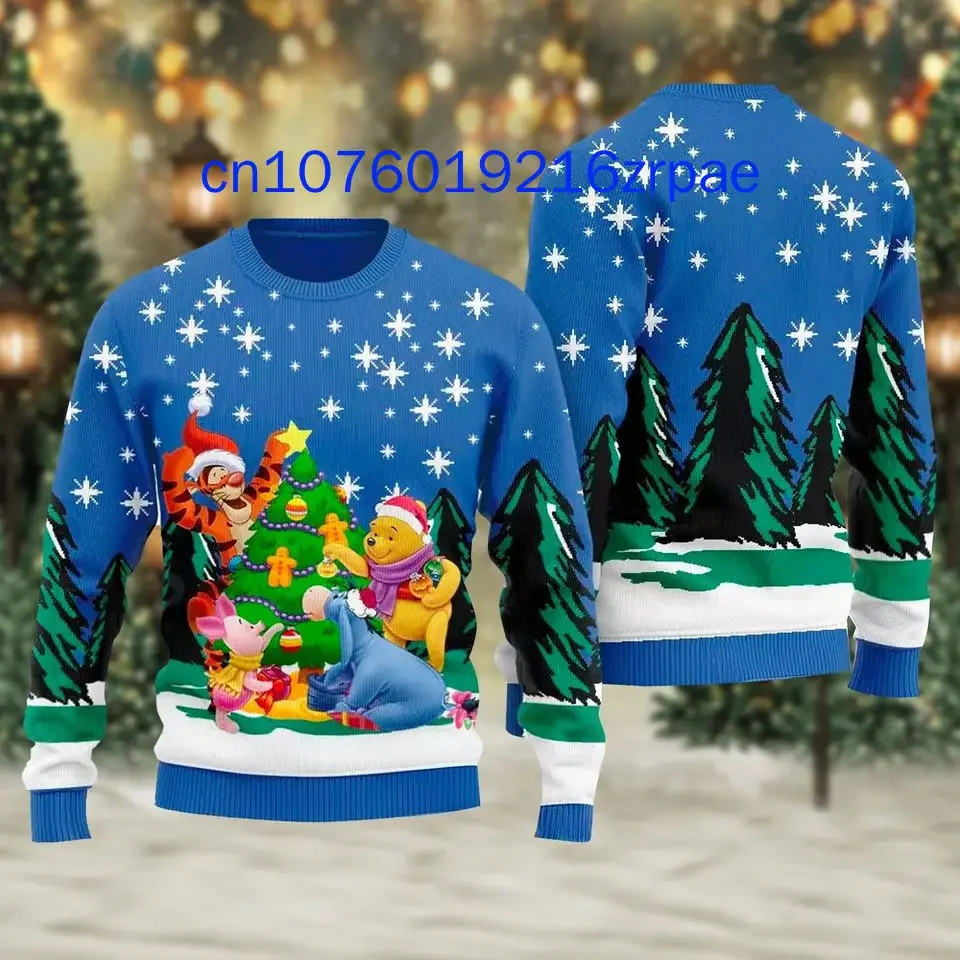 Disney Winnie the Pooh Ugly Christmas Sweater 3D Print Men's Women's Casual Cartoon Sweatshirt Christmas Sweater