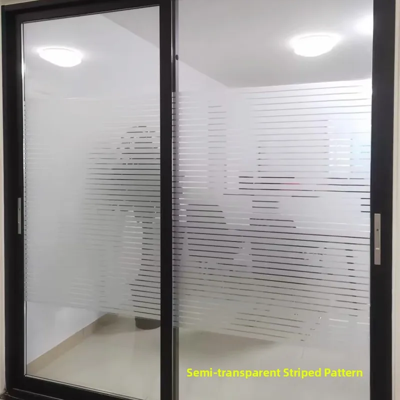 

Frosted Stripe Privacy Film Self Adhesive Window Glass Stier Transparent ower Room Batoom Door Explosion Proof Decal
