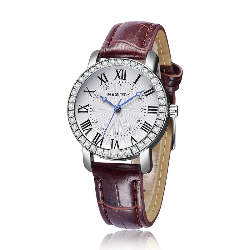 WIEDERGEBURT 089 Frauen Uhren Für Damen Lederband Quarzuhr Student Uhr für mädchen geburtstag geschenk reloj mujer