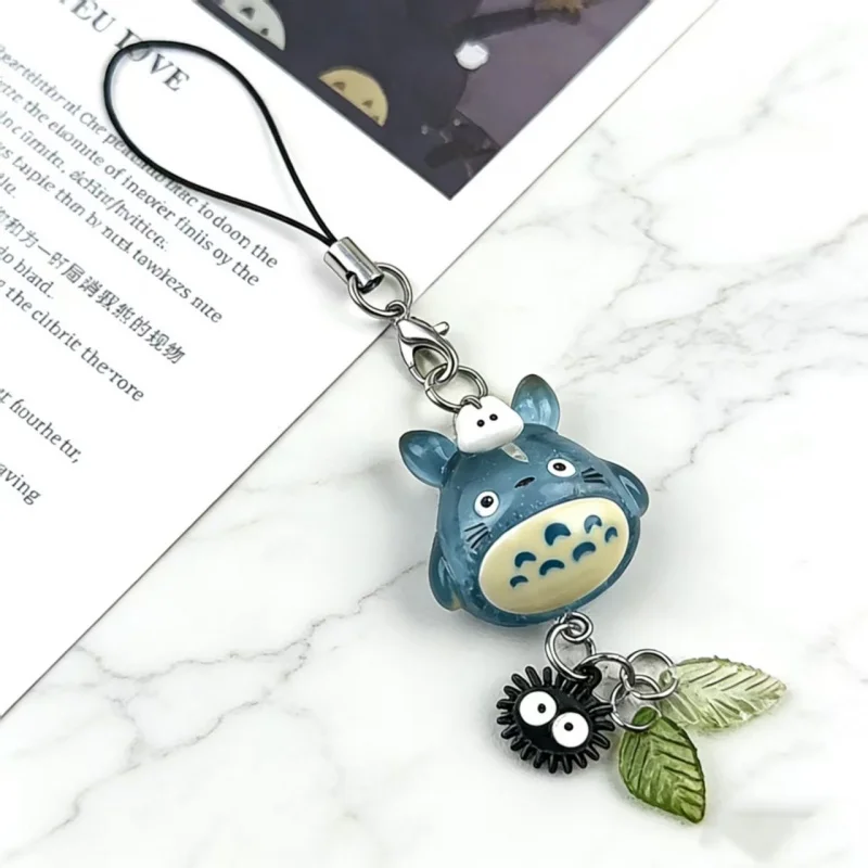 Kawaii Blauer Totoro Tier-Handyanhänger, Rußgeist-Schlüsselanhänger, Wald-Anime-Katzen-Cosplay-Anhänger, handgemachtes Y2K-Geschenk – Detail 5
