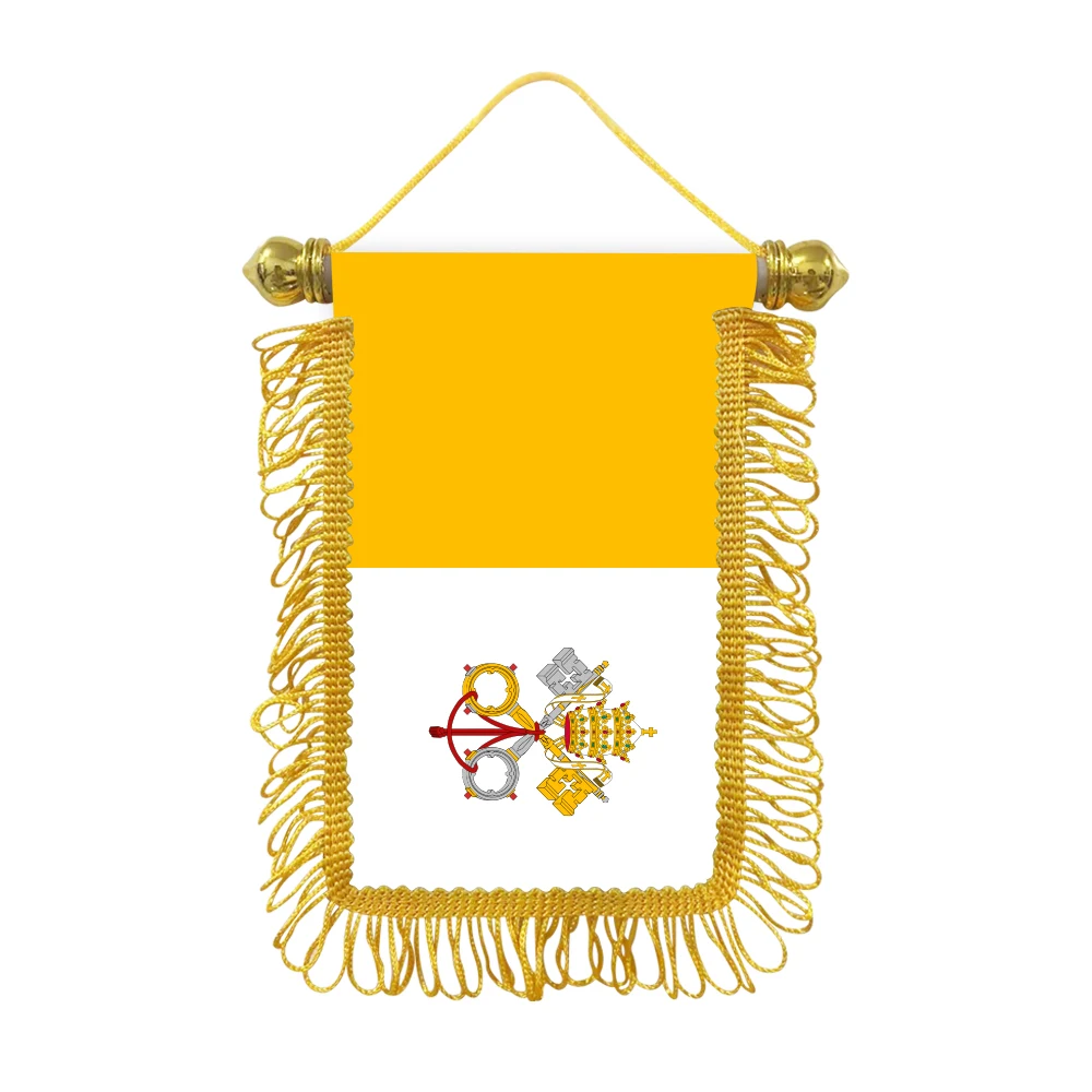 Vatican City small hanging flag 10x15cm triangular flag car decoration hanging flag double-sided pattern with suction cup