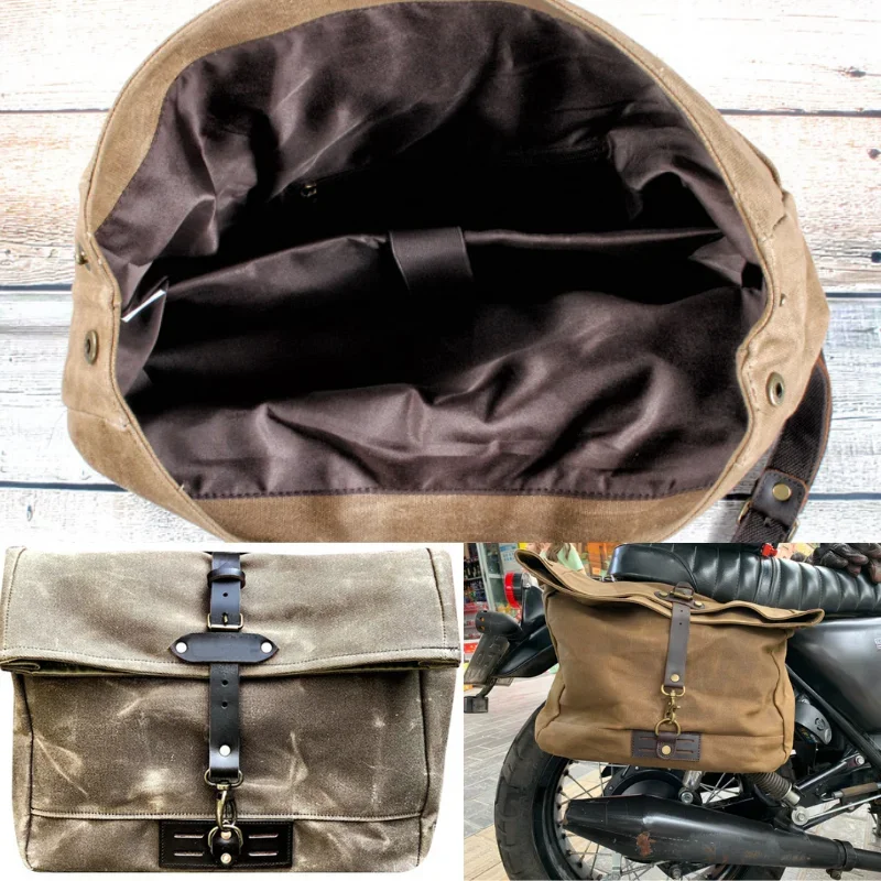 Vintage Motorcycle Saddle Bags Waterproof Canvas Scooter Saddlebags Universal Cruiser Motorbike Dirt Bike For Honda Rebel 250