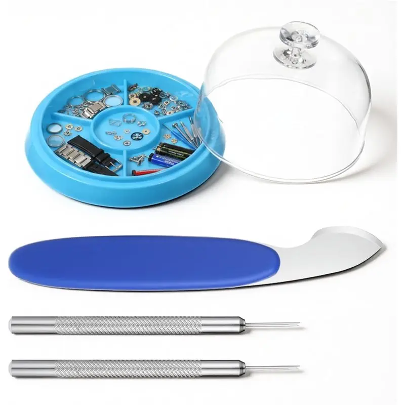 

Коробка для хранения часов ABGH с пылезащитной крышкой, лоток для деталей часов на 5 слотов, инструмент для часовщиков, для рукоделия, винтов и комплектующих