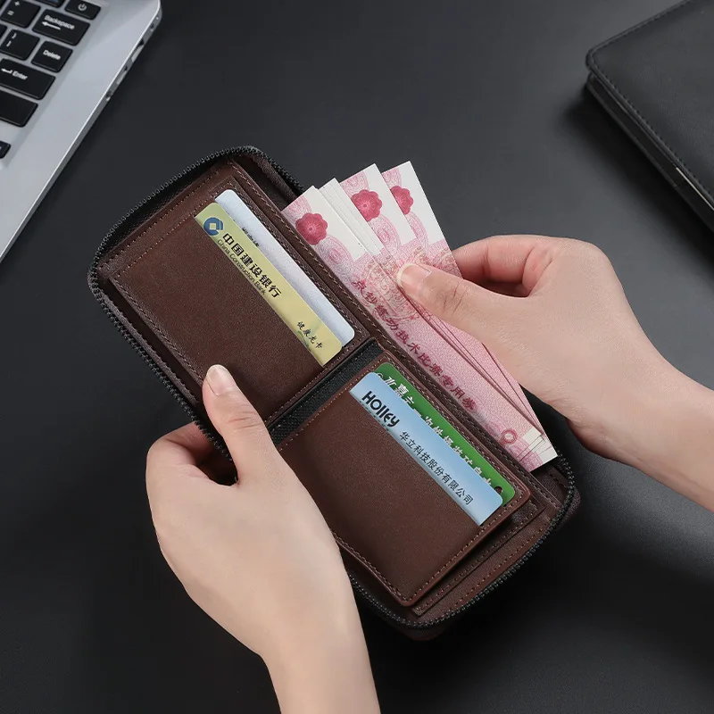 2025 رجل جديد قصير محافظ ثنائية الطي متعددة بطاقة موضة محفظة من جلد PU عالية الجودة الرجال الكلاسيكية المحفظة مع حقيبة عملة سستة #3