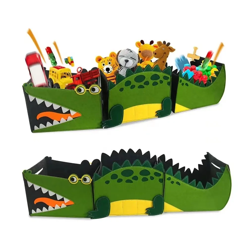 Kids Toy Storage Organizer Large Felt Storage Basket, Detachable Storage Box, Crocodile Storage Bucket