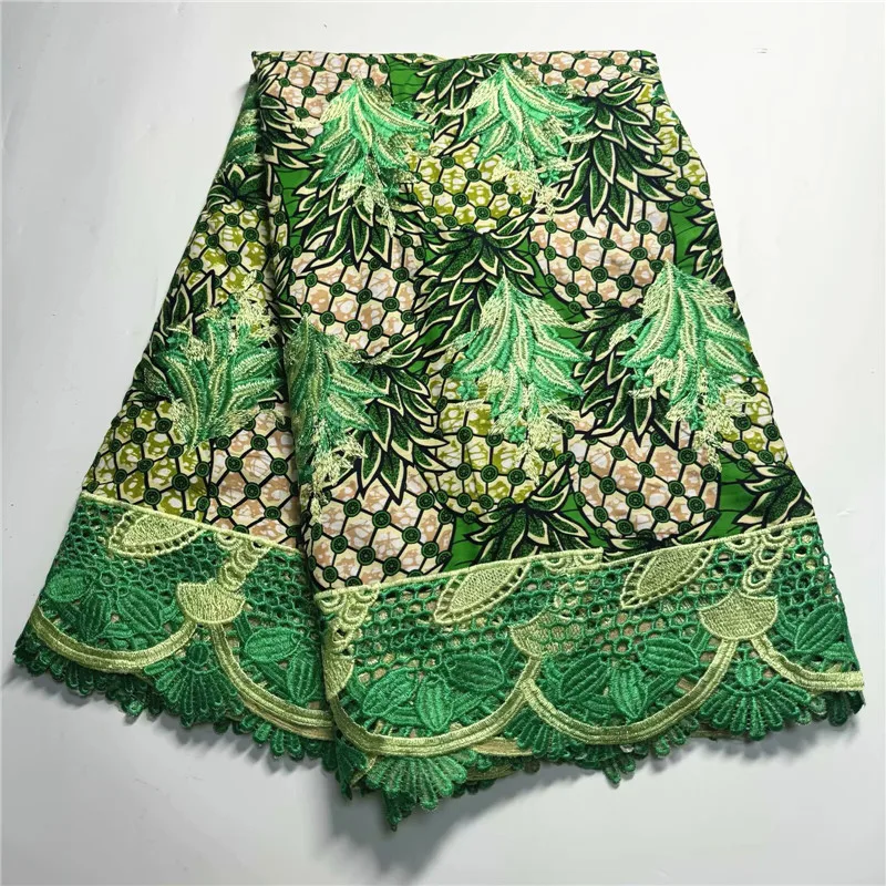 

5 yard African Wax Brocade Lace Fabric Hight Qualiy 100% Cotton Ankara Wax Satin Print Lace Fabric For Woman Evening Dresses 9L6