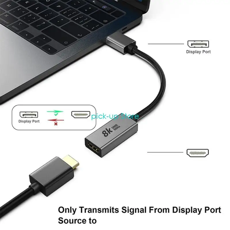 Q5WA DisplayPort Male HDMIS Femenino Adaptador 8K Transmisión señal para juegos PC
