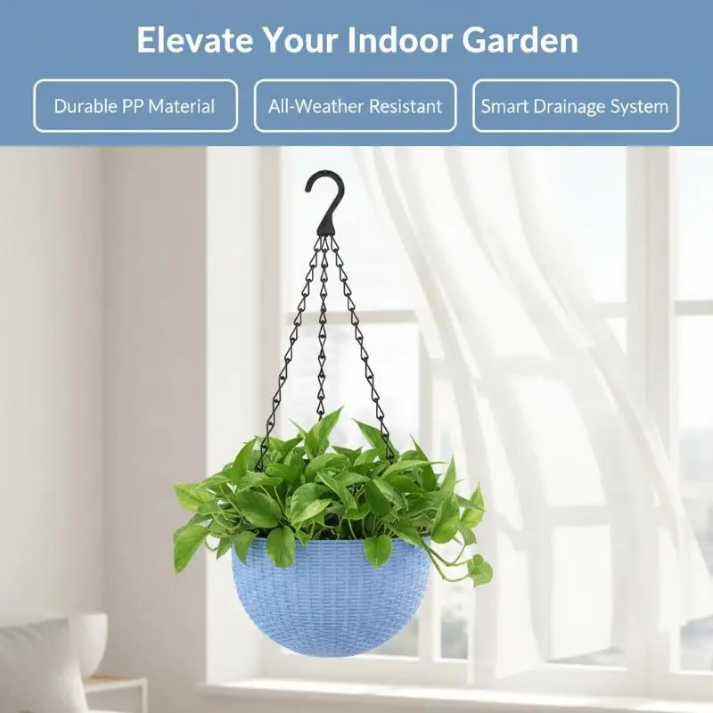 Honeycomb Pattern Imitation Rattan Hanging Flower Pot 1 Set European Style for Apartment Balcony Small Space Gardening