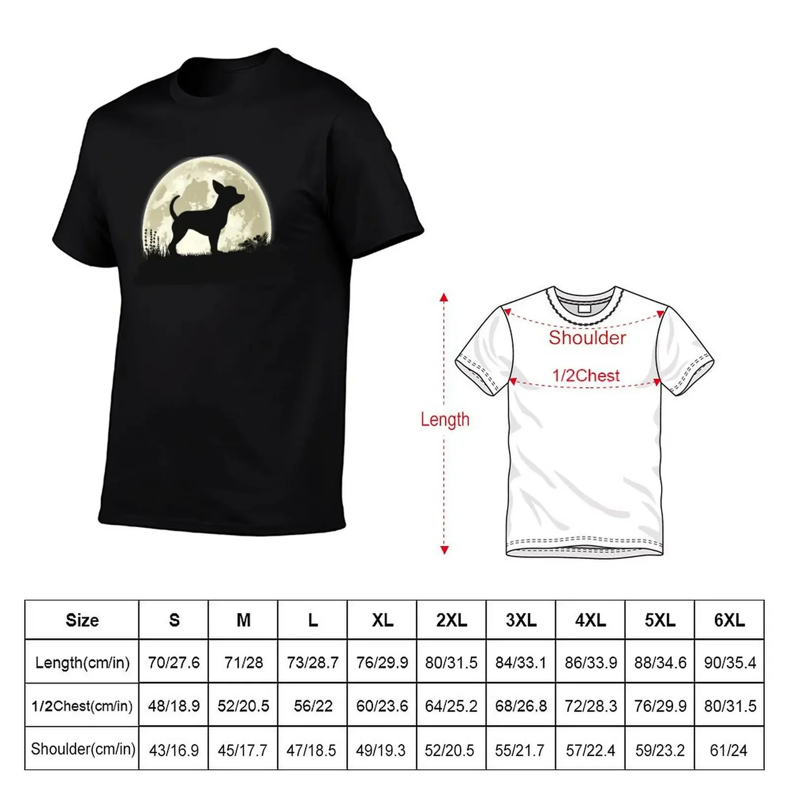 Chihuahua Silhouette in Front of Moon T-Shirt Blouse Short sleeve tee anime stuff anime tshirt Men's t-shirt