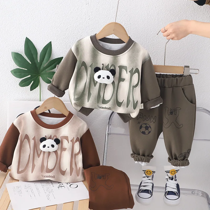 

2024 Spring Korean Baby Boy Infant Clothing Sets for Kids Casual Pullover Long Sleeve T-shirts and Pants Boys 2 Years Outfits