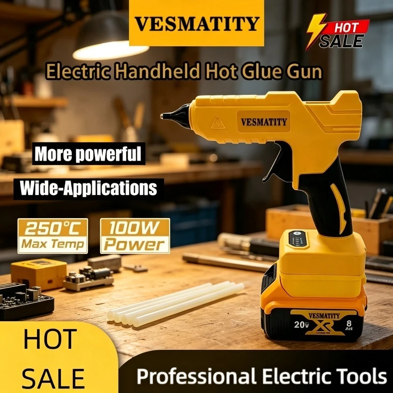 Cordless Electric Handheld Hot Glue Gun Repair DIY Tool Hot Melt Welding Hot Air Gun Anti-scald Nozzle For 18V Battery