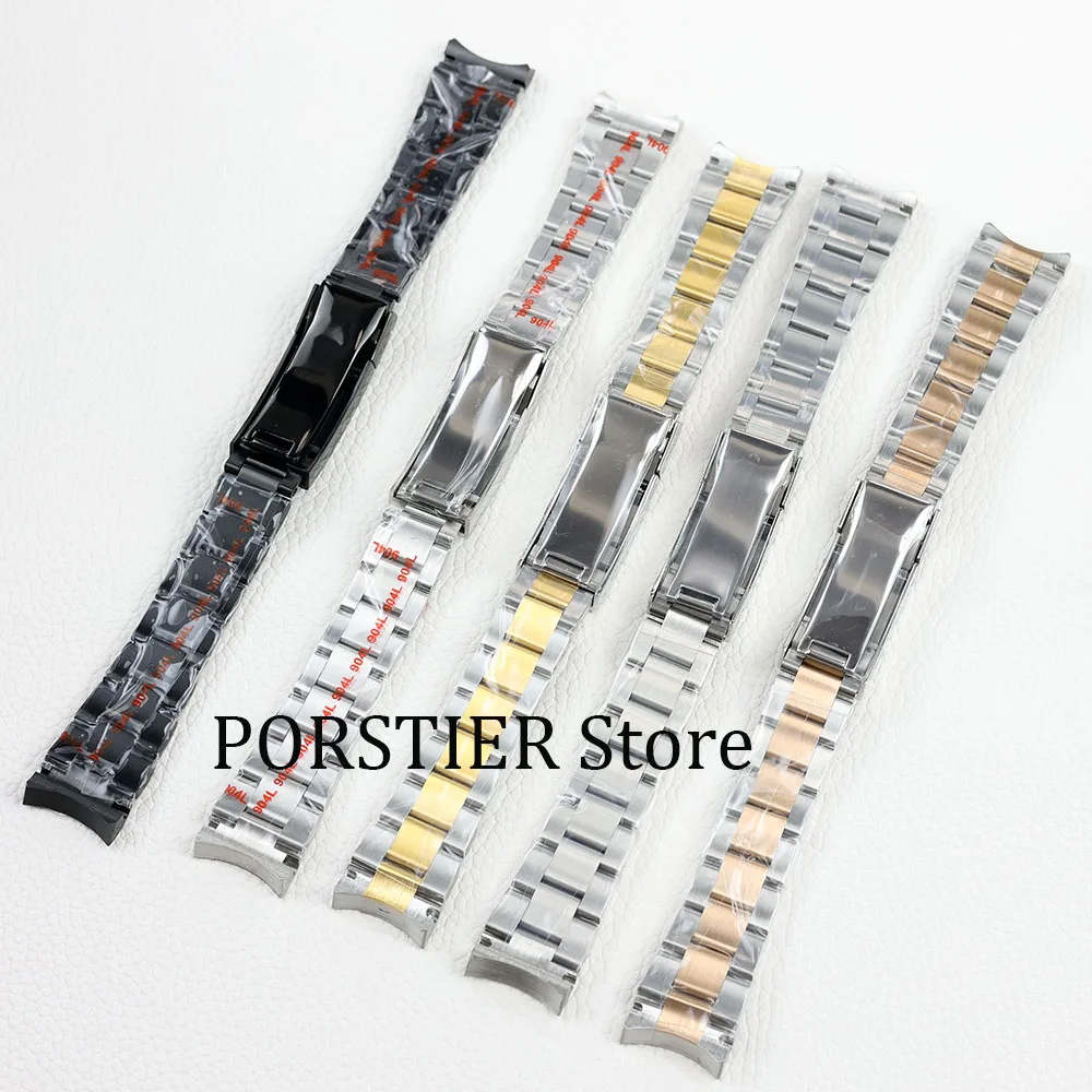 20mm Watch Strap Oyster brecalet Solid 316L Stainless Steel Men's watches Watchband Safety Folding Buckle Parts for NH35 case