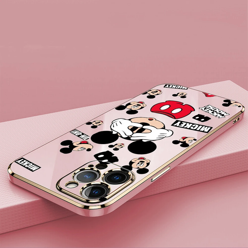 Luxury Plating TPU Soft Phone Case for Samsung S10 S20 S21 S22 S23 S24 Ultra Plus FE M54 Cover SS28 Disney Mickey Mouse Mickey