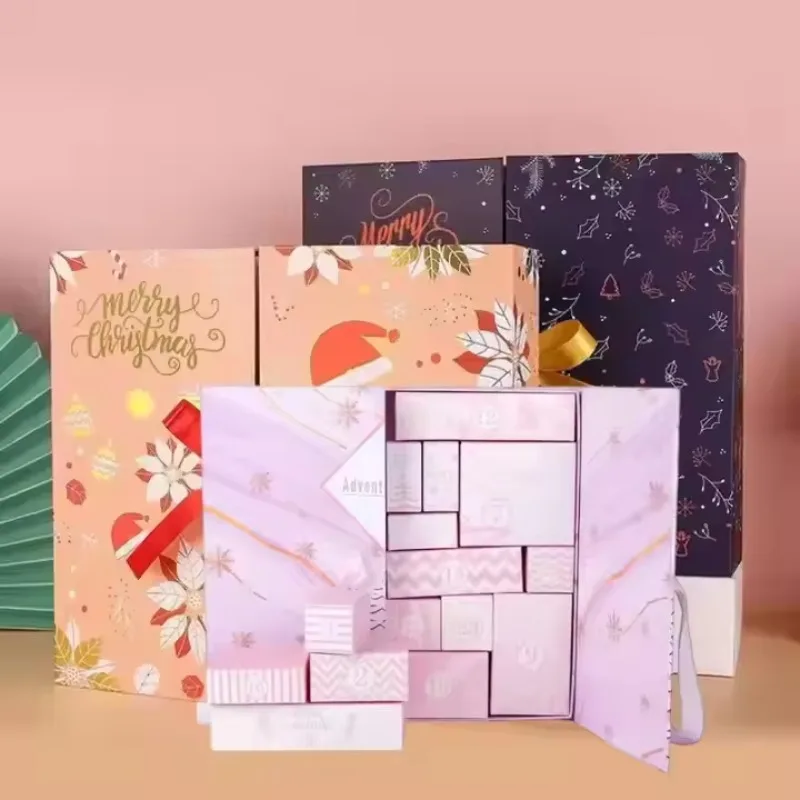 2025.Custom Christmas Luxury Advent Calendar Paper Packaging Box Cosmetic Advent Calendar With Drawers Box