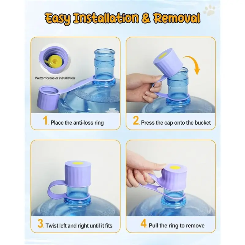 Hot Selling-Reusable Bottle Lids 3-Pack 5-Gallon Water Jug Cap, Leak-Proof Replacement Caps For 55Mm& 60Mm 2/3/4/5Gal Silicone,R
