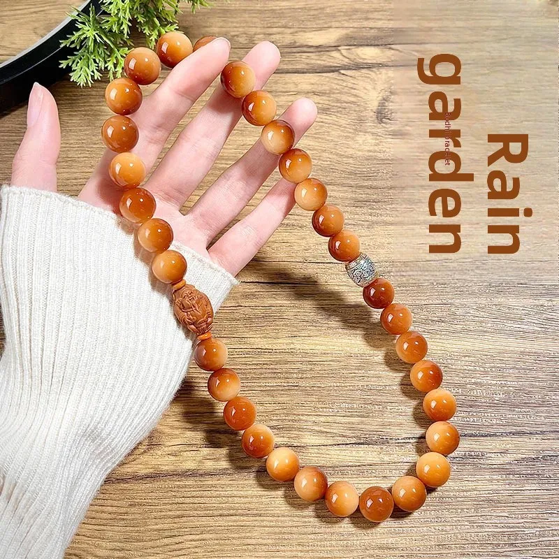 Natural Bodhi Seed Bracelet Charcoal Burned Olive Shell Double Wrap Mala Beads Prosperity Eight Directions Wrist Unisex Handmade view 2