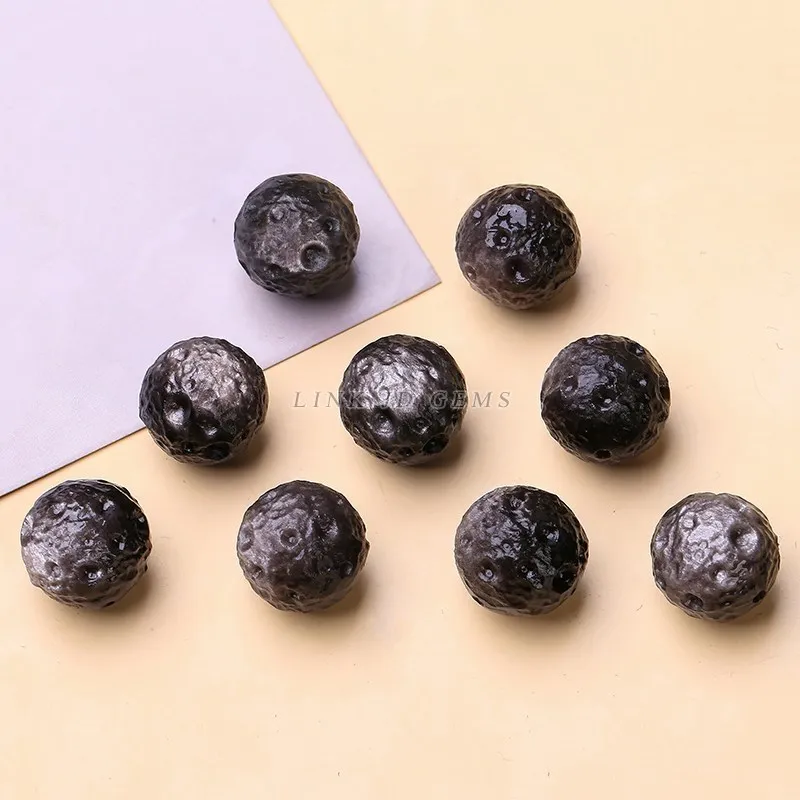 1 Pc Natural Stone Silver Obsidian Meteorite Beads 13mm Loose Spacer Bead For Jewelry Making Diy Necklace Bracelet Accessory