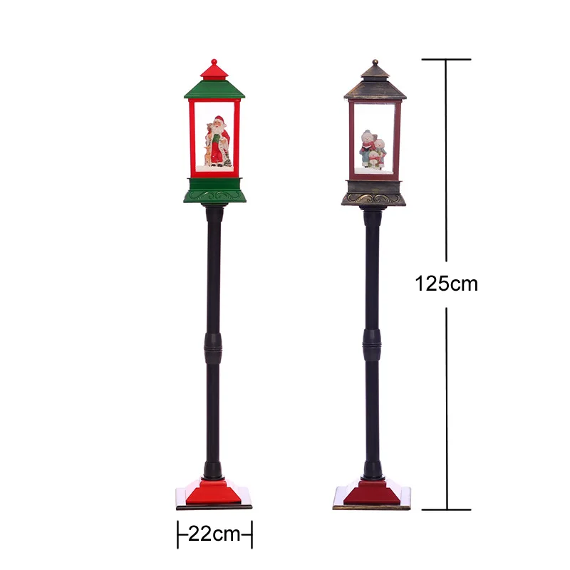 

Floor-to-ceiling decoration, street lights, music, snow, street lights, vivid and cute Santa Claus, reindeer, snowman landscape