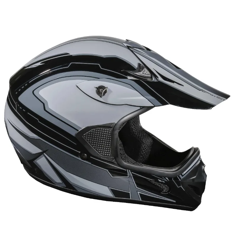 

Adult Frenzy MX Off-Road ATV Helmet DOT Approved Black/Grey Medium Size Motorcycle Safety Gear for Outdoor Sports