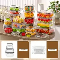 40 Pcs Food Storage Containers With Airtight Lids Modern Clear Plastic Meal Prep Lunch Boxes Leakproof Stackable Container Set For Meal Prep Leftovers Kitchen Pantry Refrigerator Organization Housewarming Gift 2