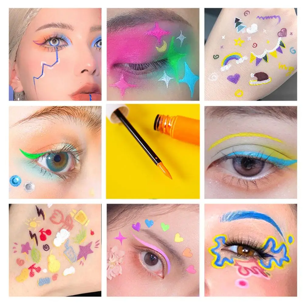 Wielokolorowy fluorescencyjny Eyeliner ołówek świecący światło ultrafioletowe Neon płynny Pigment wodoodporny szybkoschnący trwałe seksowne kosmetyki do oczu