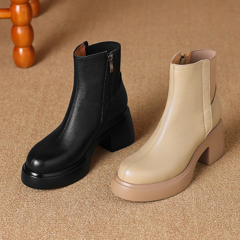 

High Heels Women's Ankle Boots Fashion Dress Chunky Shoes Designer New Woman Winter Boots 2025 Luxury Pumps Mujer Chelsea Botas