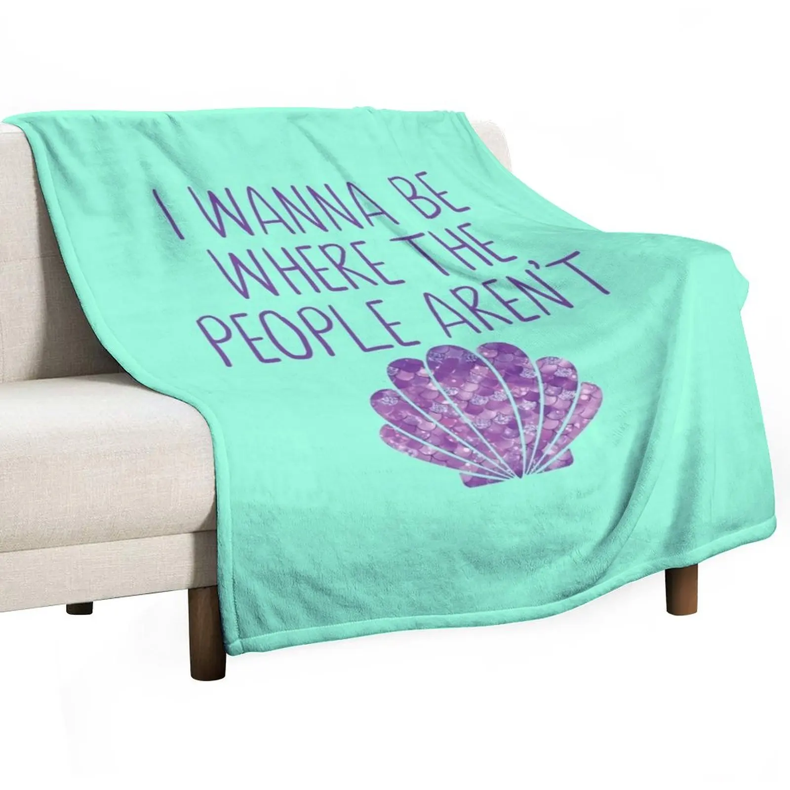 

I Wanna Be Where The People Aren't Mermaid Throw Blanket Soft Sherpa Fleece Warm Blanket for Winter