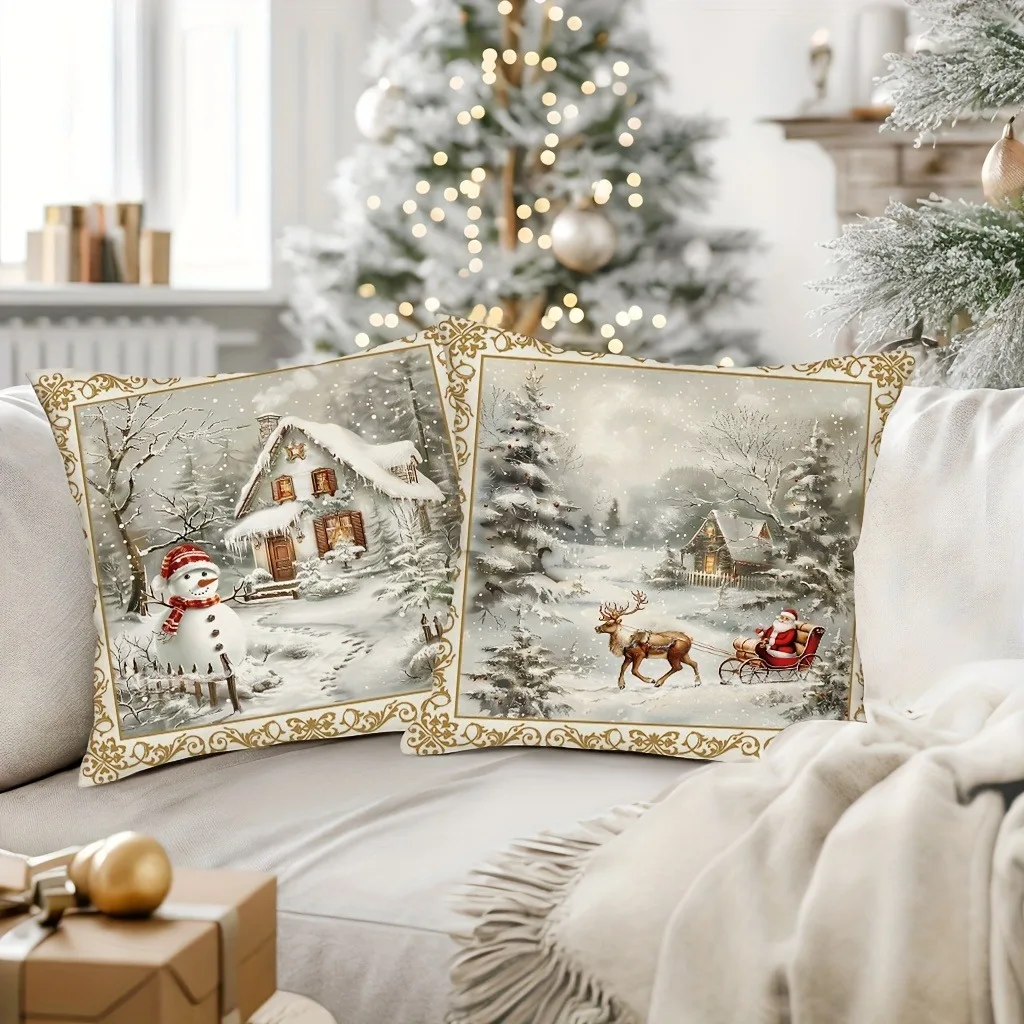 Christmas decoration pillowcase New Year gift Winter Christmas Tree Reindeer Snowman pillow cover home room sofa cushion cover