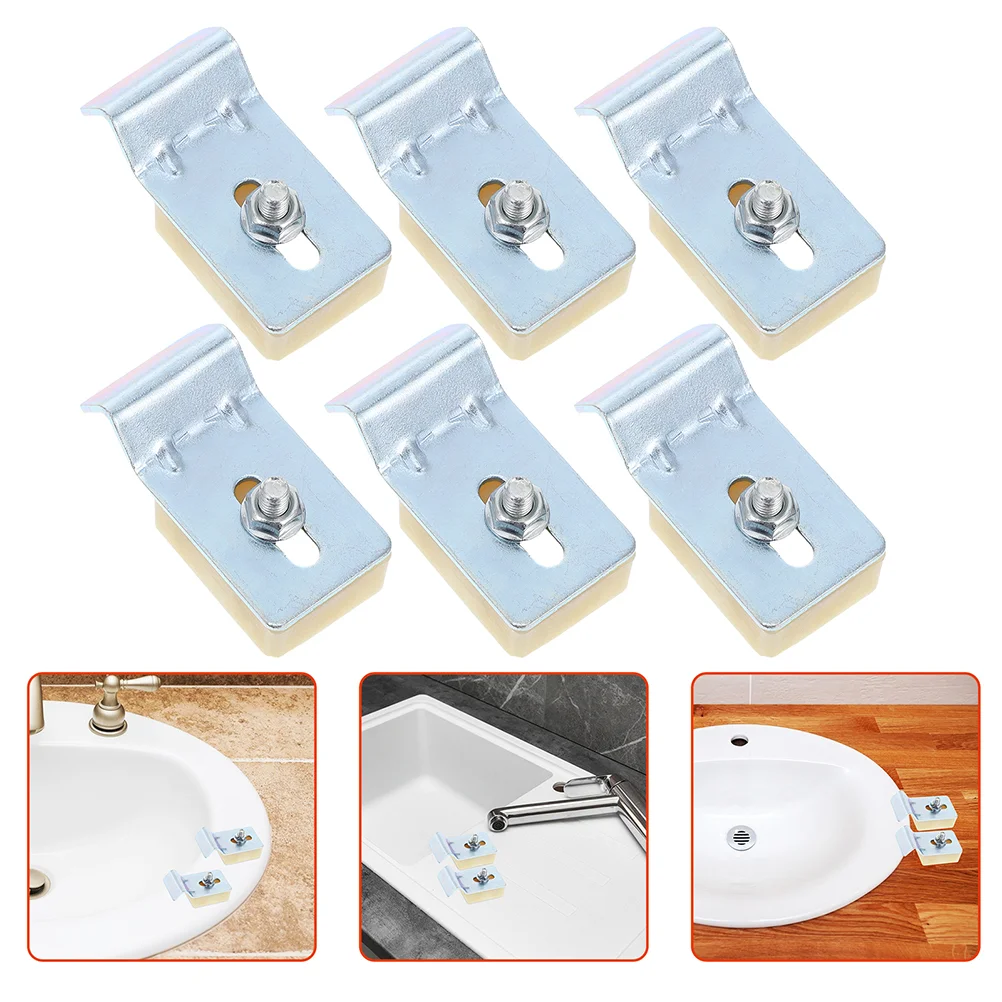 

6 Pcs Washbasin Buckle Heavy-duty Undermount Sink Supports Dedicated Galvanized Iron Kitchen Clamp