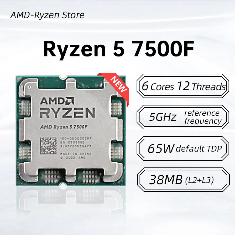 【Brand+】AMD Ryzen 5 7500F R5 7500F 3.7GHz 6-Core 12-Thread CPU Processor 5NM L3=32M 100-000000597 Socket AM5 Without cooler